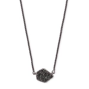 KENDRA SCOTT Tess Gunmetal Pendant Necklace in Black Drusy Retired